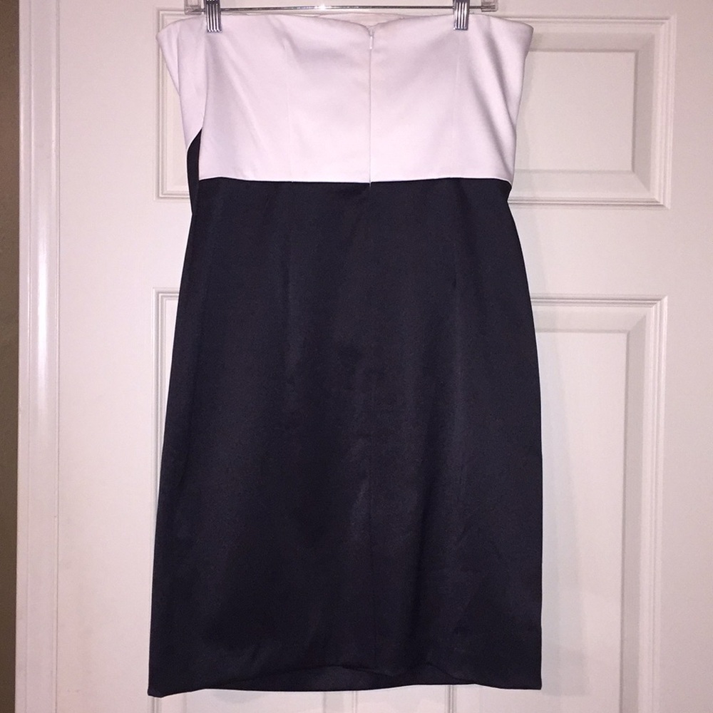 Black and ivory strapless cocktail dress - Picture 4 of 6
